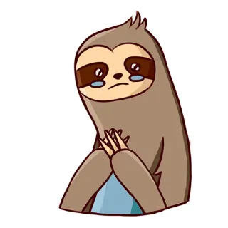 😍 bicho-preguiça, triste, chorando, animal, desenho animado, fofo, emoji, adesivo whatsapp sticker
