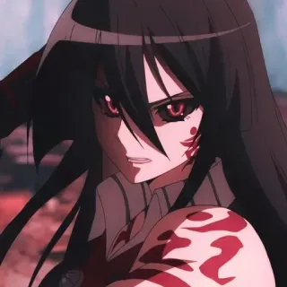 😡 Akame Akame ga Kill! Anime, Akame, dziewczyna, ciemne włosy, czerwone oczy telegram sticker