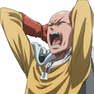 😫 Saitama One-Punch Man Anime, Manga, One Punch Man, Saitama, Eroe, Pelato, Arrabbiato telegram sticker
