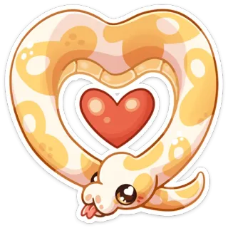 ❤️ schlange, herz, reptil, tier, süß, cartoon telegram sticker