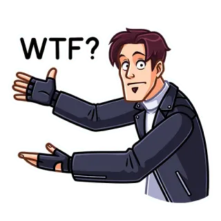 ⁉️ WTF? cartoon, man, expression, question, gesture telegram sticker