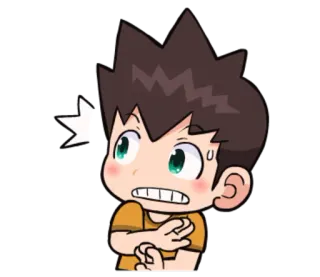 😦 Anime, Chico, Dibujo animado, Nervioso, Sudando telegram sticker
