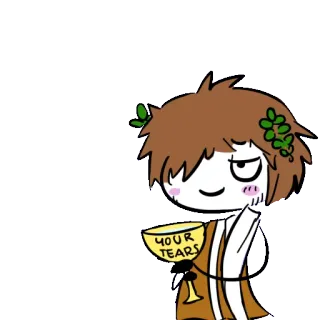 😭 YOUR TEARS น้ำตา, ถ้วย, ดื่ม, อนิเมะ, การ์ตูน whatsapp sticker