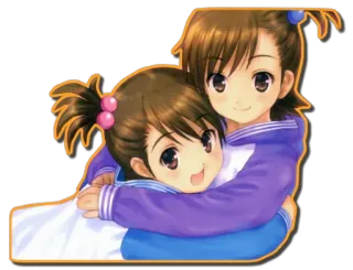 ❤ Anime, Garotas, Abraço, Amizade, Desenho animado telegram sticker