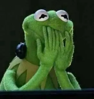 😙 Kermit the Frog kermit, rana, muppet, scioccato, sorpreso, mani sulla bocca telegram sticker