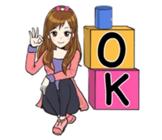 👌 OK ok, girl, agreement, affirmative, blocks telegram sticker