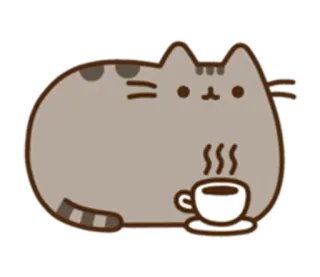 ☕ Pusheen cat, pusheen, coffee, cute, cartoon whatsapp sticker