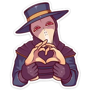 ❤️ Чумной доктор, Хэллоуин, Наклейка, Сердце руками, Персонаж telegram sticker