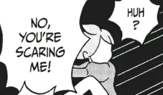 😱 NO, YOU'RE SCARING ME! HUH? verängstigt, Anime, Manga, Comic, Angst telegram sticker