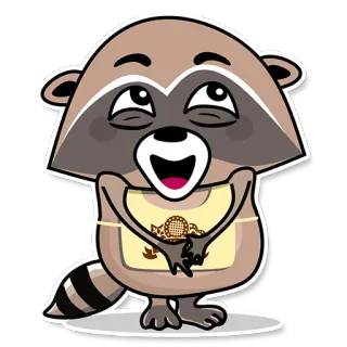 😅 너구리, 동물, 만화, 귀여운, 행복한 telegram sticker