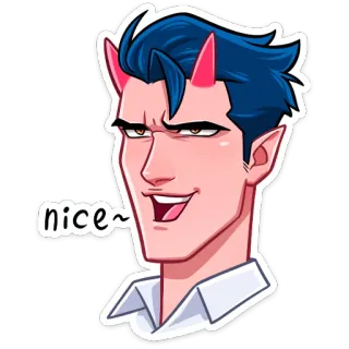 👏 nice~ anime, demon, smile, horns telegram sticker