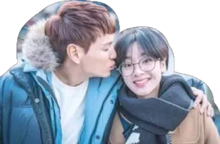 💕 couple, baiser, affection, romance, portrait, hiver, gens telegram sticker
