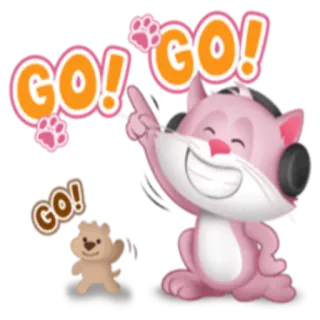 🙃 GO! GO! GO! gatto, vai, carino, adesivo, animazione, divertente telegram sticker