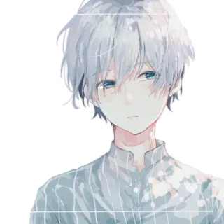 😕 anime, boy, blue hair, illustration telegram sticker