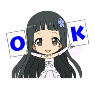 ⭕ OK Anime, Chibi, Dziewczyna, Słodkie, OK, Zgoda telegram sticker