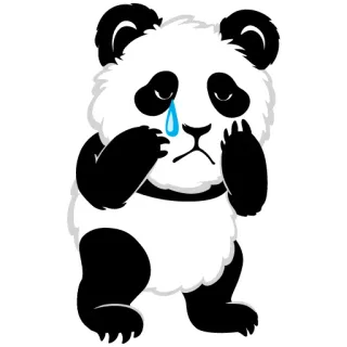 😢 Panda, Smutny, Płaczący, Zwierzę, Kreskówka, Łzy telegram sticker