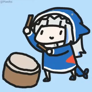 🥁 Gawr Gura Anime, Cartoon, Niedlich, Hai, Schlagzeug, Vtuber whatsapp sticker
