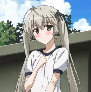 🐾 Anime, Mädchen, Süß, Schuluniform, Erröten, Zöpfe whatsapp sticker