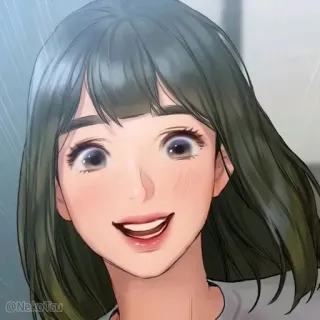 😃 femme, fille, dessin animé, sourire, mignon telegram sticker