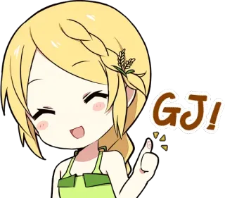 👍 GJ! Anime, Hoạt hình, Dễ thương, Cô gái, Làm tốt lắm, Ngón tay cái giơ lên telegram sticker