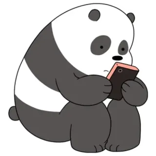 📱 Panda We Bare Bears cartoon, panda, bear, phone, animal telegram sticker