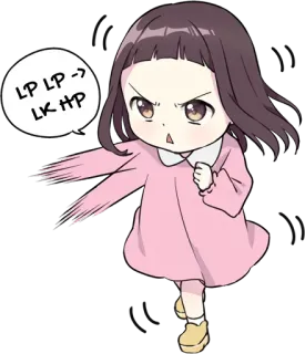 🤛 LP LP -> LK HP Chibi, Anime, Manga, Mädchen, Kampf, Videospiel whatsapp sticker