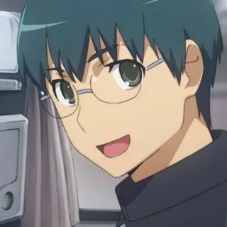 🖤 anime, boy, glasses, happy, smiling telegram sticker