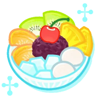 😊 fruta, postre, tazón, kiwi, naranja, cereza, hielo, comida whatsapp sticker