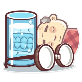 👴 dientes, vidrio, dentadura postiza, gafas telegram sticker