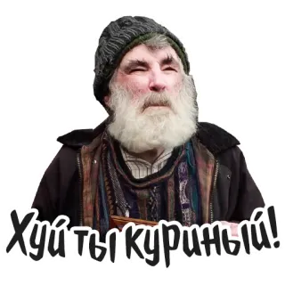 😠 Хуй ты куриный! russe, insulte, vieil homme, jurons, vulgarité telegram sticker