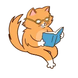 😻 cat, reading, book, glasses, animal telegram sticker