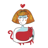 ❤️ kobieta, kot, miłość, serce, przyjaźń, słodki, zwierzę telegram sticker