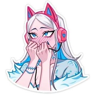 🥺 Anime, Dziewczyna, Słuchawki, Słodkie, Kocie uszy telegram sticker