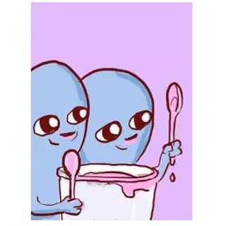 🤤 外星人, 冰淇淋, 勺子, 可爱, 甜, 甜点, 卡通 telegram sticker