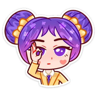 👌 Dibujo animado, Anime, Chica, Gesto OK, Ofensivo, Pelo morado, Ojos whatsapp sticker