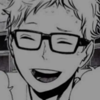 🩹 Kei Tsukishima Haikyuu!! anime, haikyuu, Kei Tsukishima, Tsukki, Brille, Lächeln telegram sticker