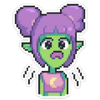 😳 Pixel Art, Alien, Cartoon, Sticker whatsapp sticker