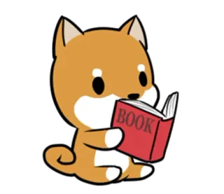 📖 BOOK Hund, Shiba Inu, Lesen, Buch, Tier, Süß, Kawaii, Cartoon whatsapp sticker