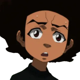 😰 Huey Freeman The Boondocks Kartun, Karakter, Animasi, Serius, Berkeringat telegram sticker