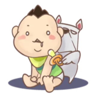 😳 bebé, chupete, dibujos animados, perro, animal, lindo whatsapp sticker
