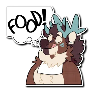 🍽 FOOD! nourriture, faim, dessin animé, animal, cerf, joyeux telegram sticker