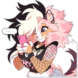 💬 ... furry, anthropomorphic, cat, phone, texting, cute, anime style, sticker whatsapp sticker