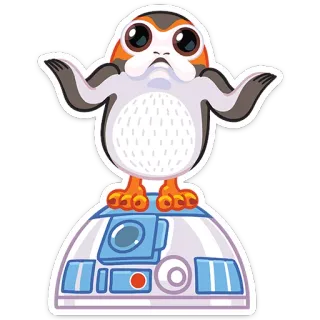 🤷‍♀️ Porg Star Wars porg, Star Wars, animal, pájaro, película, lindo, dibujos animados telegram sticker