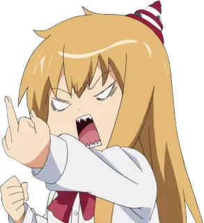 🖕 อนิเมะ, นิ้วกลาง, หยาบคาย, โกรธ, ก้าวร้าว, การ์ตูน telegram sticker