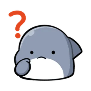 😜 돌고래, 물음표, 귀여운, 생각 telegram sticker