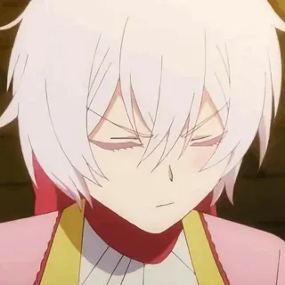 🍧 Anime, Cartoon, Personage, Wit haar, Man, Gesloten ogen telegram sticker