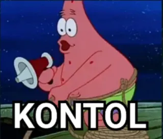 😂 Patrick Star SpongeBob SquarePants KONTOL patrick, spongebob, cartoon, megaphone, indonesian whatsapp sticker