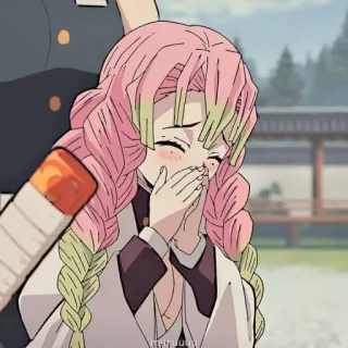 💚 Mitsuri Kanroji Demon Slayer Mitsuri Kanroji, Demon Slayer, Anime, Llorando, Pelo Rosa, Chica Anime telegram sticker