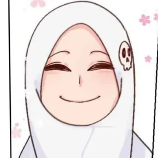 😄 anime, hijab, wanita, tersenyum, kartun, tengkorak, lucu telegram sticker