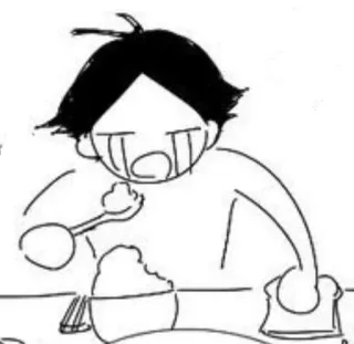 😭 comendo, personagem, esboço, desenho, comida telegram sticker